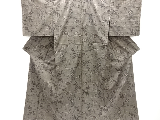 JAPANESE KIMONO / DORO OSHIMA TSUMUGI / UNUSED / WOVEN FLOWER ARABESQUE / 5MARUKI